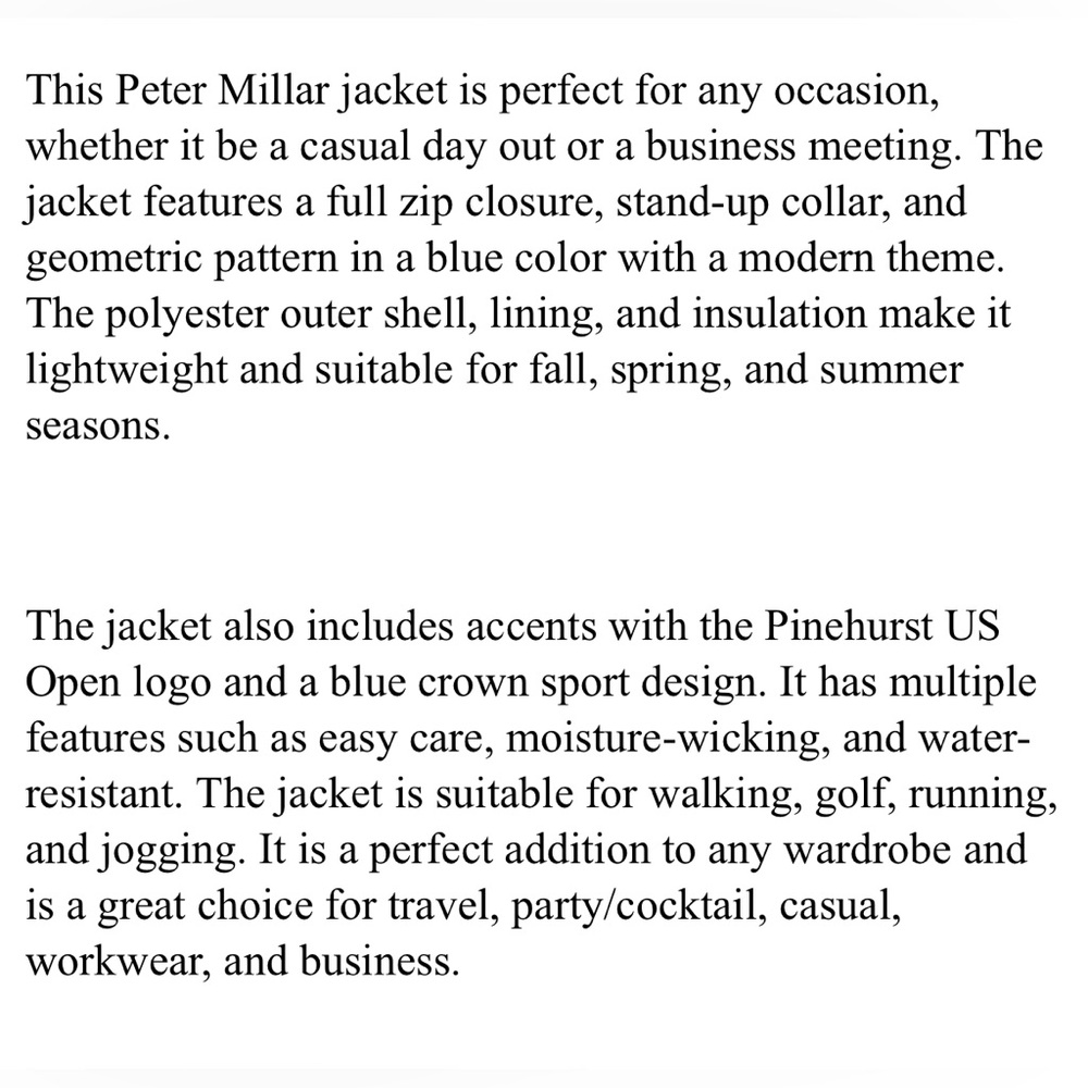 Peter Millar Golf Rain Jacket Pinehurst US Open Logo Large Blue Crown Sport NWT - Picture 7 of 7